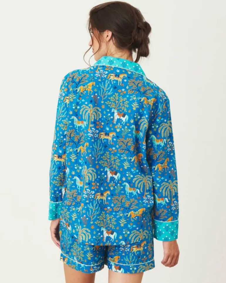 Pajama Sets<Printfresh Show Pony - Long Sleeve Top u0026 Shorts Set - Steel Blue SteelBlue