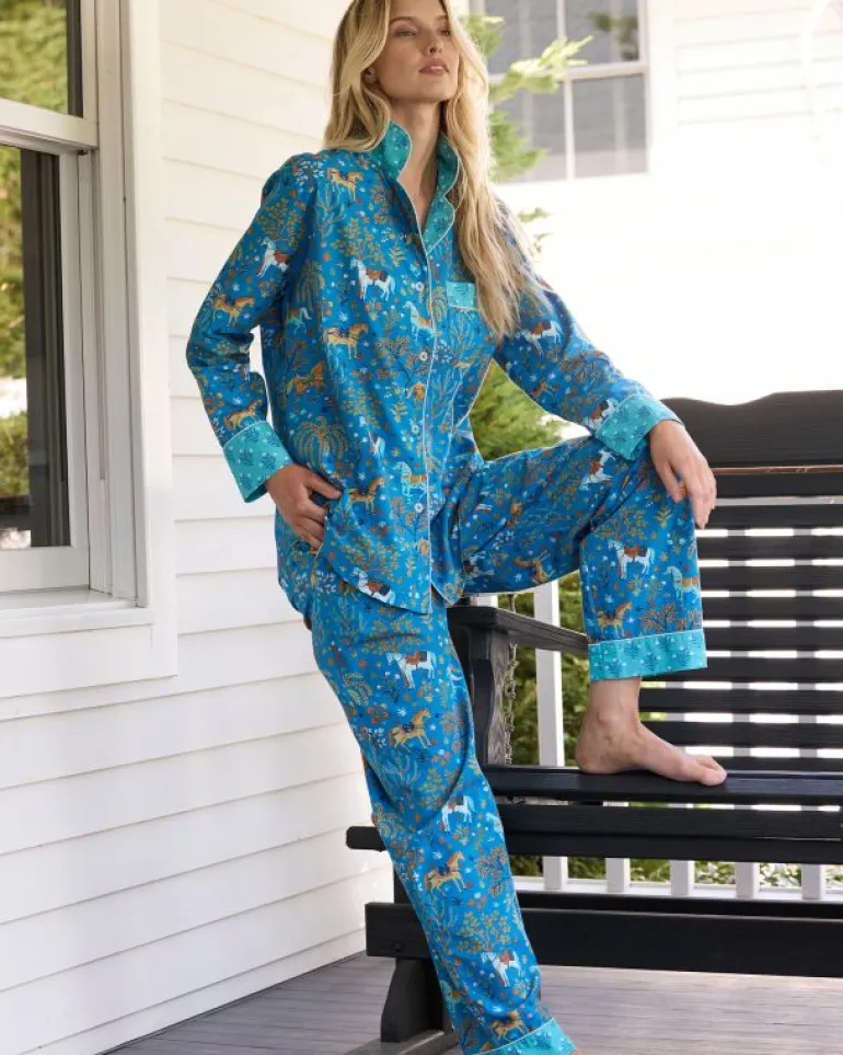 Petite | Pajama Sets<Printfresh Show Pony - Petite Long PJ Set - Steel Blue SteelBlue