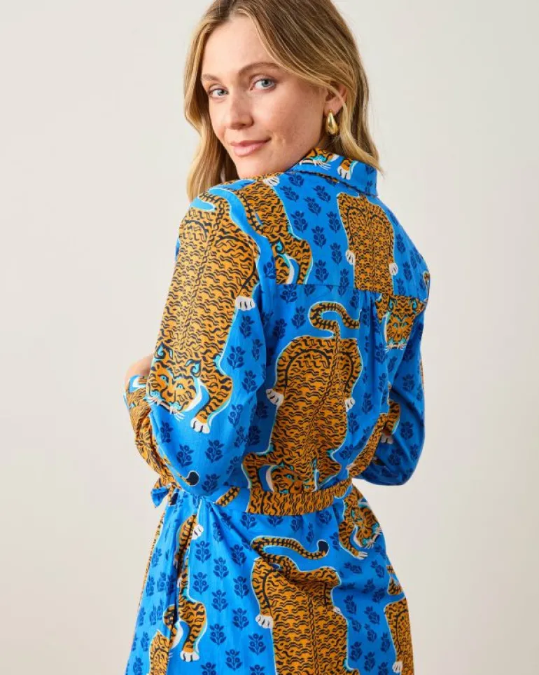 Dresses<Printfresh Siberian Stripes - Monaco Dress - Cobalt Blue CobaltBlue