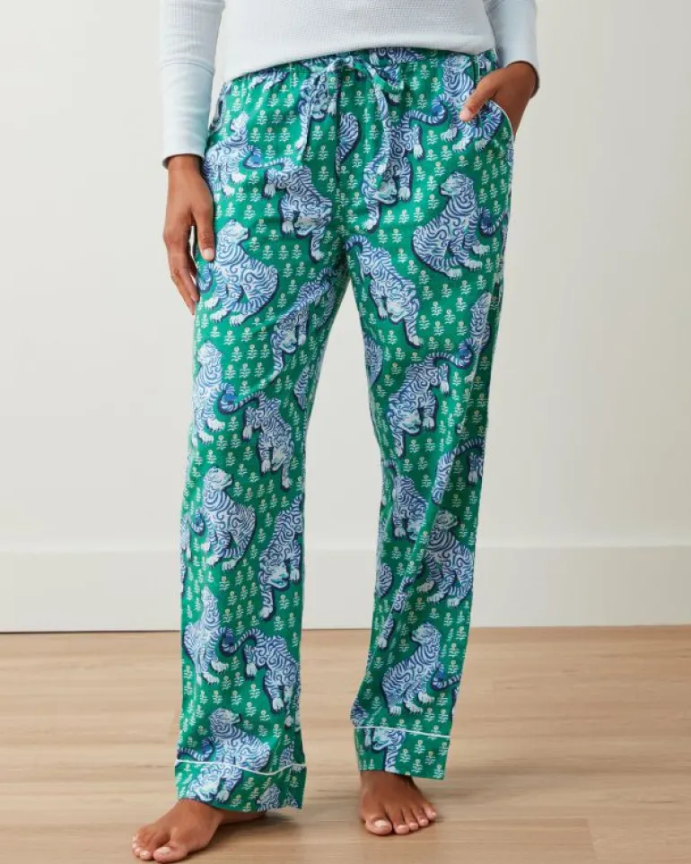 Tall | Pajama Bottoms<Printfresh Tiger Queen - Tall Lightweight Flannel PJ Pant - Jade