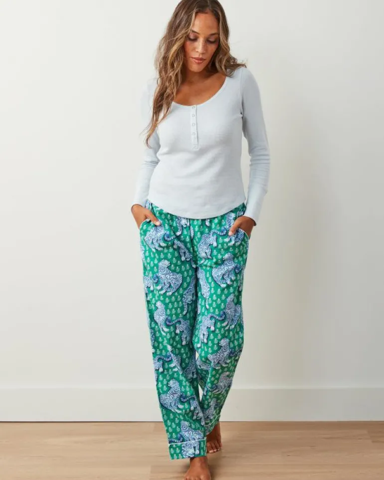 Tall | Pajama Bottoms<Printfresh Tiger Queen - Tall Lightweight Flannel PJ Pant - Jade