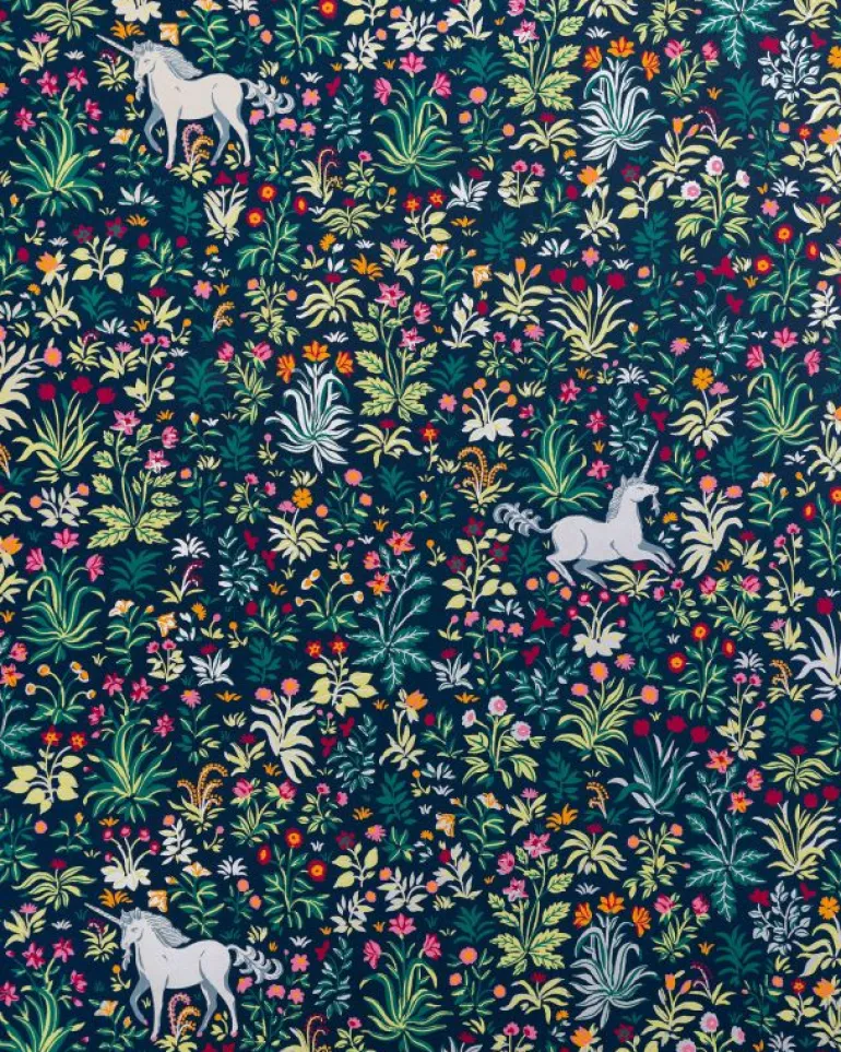Wallpaper<Printfresh Unicorn's Garden - Wallpaper Double Roll - Indigo