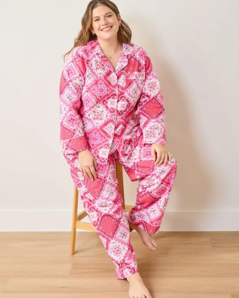 Petite | Pajama Sets<Printfresh Vintage Valentine - Petite Long PJ Set - Mailbox Pink MailboxPink