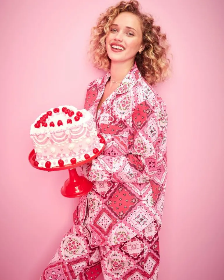 Petite | Pajama Sets<Printfresh Vintage Valentine - Petite Long PJ Set - Mailbox Pink MailboxPink