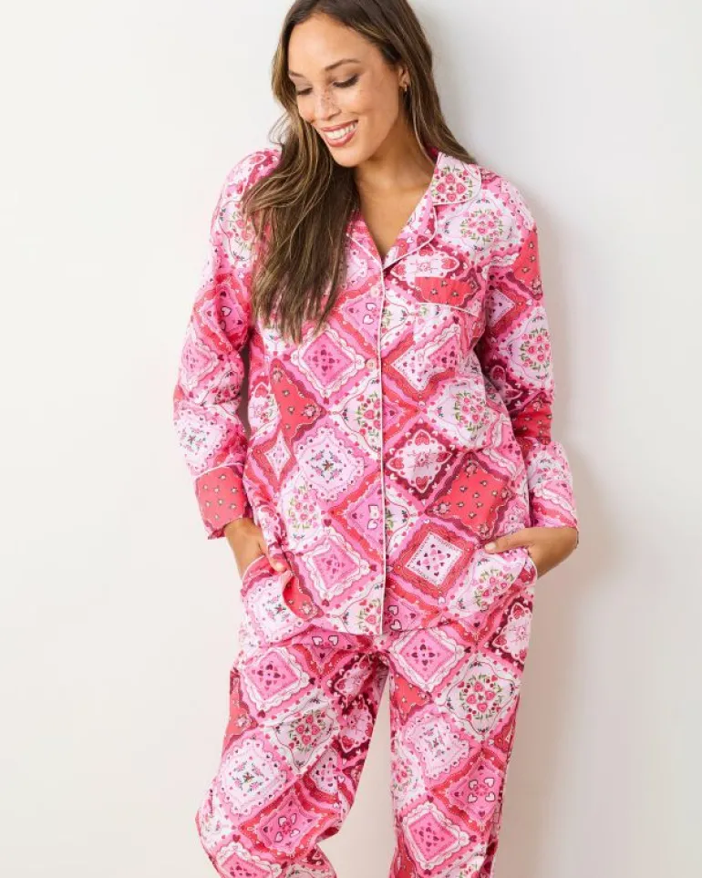 Petite | Pajama Sets<Printfresh Vintage Valentine - Petite Long PJ Set - Mailbox Pink MailboxPink