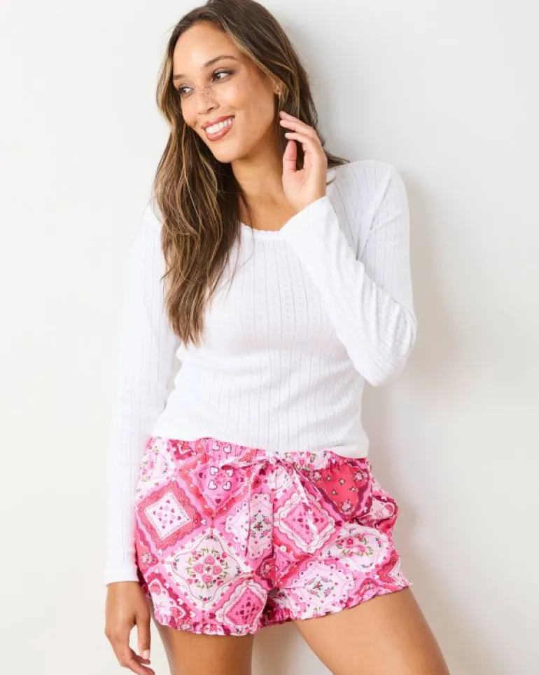 Pajama Bottoms<Printfresh Vintage Valentine - Ruffle Shorts - Mailbox Pink MailboxPink
