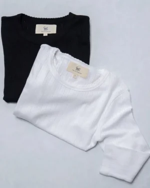 Bundles<Printfresh White/Cat Eye - 2-Pack Pointelle Long Sleeve - Shirt Bundle