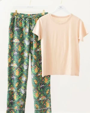 Pajama Sets<Printfresh Woodland Critters - T-Shirt u0026 Lightweight Flannel PJ Pants Set - Fern